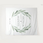 Eleganter Hintergrund für Olive Branch Wreath Wedd Wandteppich (Vorderseite (Horizontal))