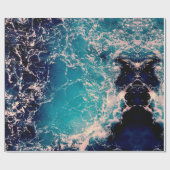 Eleganter Hintergrund tiefblauer Ozeanwellen Geschenkpapier (Flach)