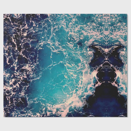 Eleganter Hintergrund tiefblauer Ozeanwellen Geschenkpapier (Flach)