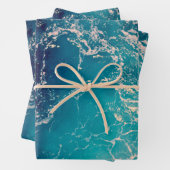 Eleganter Hintergrund tiefblauer Ozeanwellen Geschenkpapier Set (Beispiel)