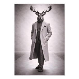Eleganter Hirsch im maßgeschneiderten Mantelporträ Fotodruck