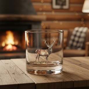 Eleganter Hirschjagd-Hirsch mit individuellem Name Whiskyglas