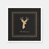 Eleganter Hirschschwarz & Tan Bauernstil Serviette (Vorderseite)