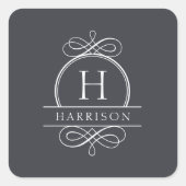 Eleganter Hochzeit Monogramm Aufkleber (Vorderseite)