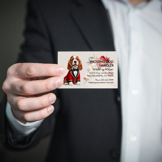 Eleganter Hochzeithundehalter mit QR-Code Visitenkarte