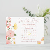 Eleganter Hochzeitkalender der Blume Save the Date (Stehend Vorderseite)