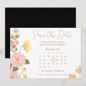 Eleganter Hochzeitkalender der Blume Save the Date (Vorne/Hinten)