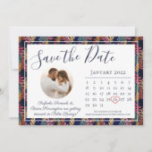 Eleganter Hochzeitkalender für das tropische Leaf Save The Date (Vorderseite)