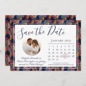 Eleganter Hochzeitkalender für das tropische Leaf Save The Date (Vorne/Hinten)