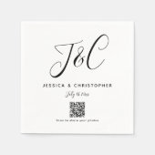 Eleganter Hochzeits-Foto-Upload-QR-Code mit Monogr Serviette (Vorderseite)