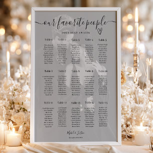 Eleganter Hochzeits-Sitzplan mit Foto-Tischplan Poster