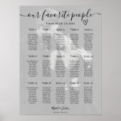 Eleganter Hochzeits-Sitzplan mit Foto-Tischplan Poster (Vorne)
