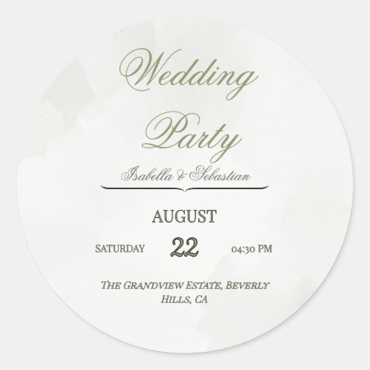 Eleganter Hochzeitsaufkleber Runder Aufkleber (Vorderseite)