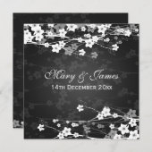 Eleganter Hochzeitsbröckner Schwarz Einladung (Vorne/Hinten)