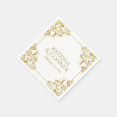 Eleganter Hochzeitscocktail Napkins - Gold auf Wei Serviette (Ecke)