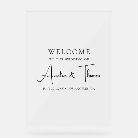 Eleganter Hochzeitsempfang Acrylschild (Vorderseite)