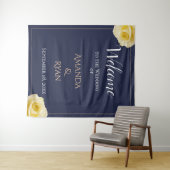 Eleganter Hochzeitsempfang mit blauen Gelben Rosen Wandteppich (Beispiel (Horizontal))