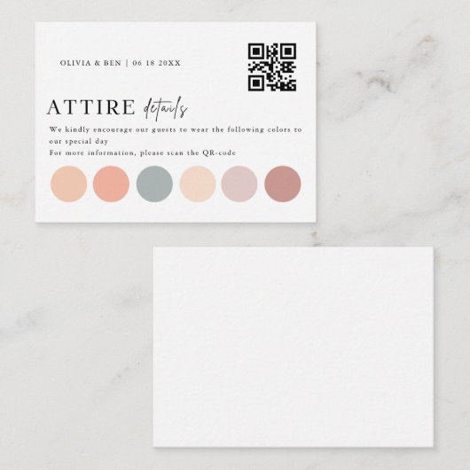 Eleganter Hochzeitsfarbenkennungscode Begleitkarte (Vorne/Hinten)