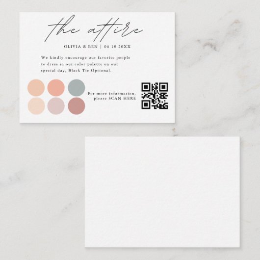 Eleganter Hochzeitsfarbenkennungscode Begleitkarte (Vorne/Hinten)