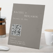 Eleganter Hochzeitsfoto-Teilen QR-Code Taupe Sockelschild (In Situ)