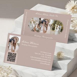 Eleganter Hochzeitsfotograf mit Monogramm-Bogen-Fo Visitenkarte