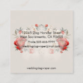 Eleganter Hochzeitshandler mit Hochzeitsblumen Quadratische Visitenkarte (Rückseite)