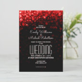 Eleganter Hochzeitshintergrund mit roten Lichtern Einladung (Stehend Vorderseite)