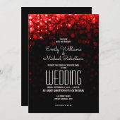 Eleganter Hochzeitshintergrund mit roten Lichtern Einladung (Vorne/Hinten)
