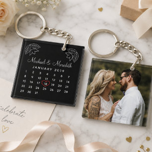 Eleganter Hochzeitsjubiläums-Kalender personalisie Schlüsselanhänger