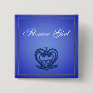 Eleganter Hochzeitsknopf. Blume Mädchen, Trauzeuge Button