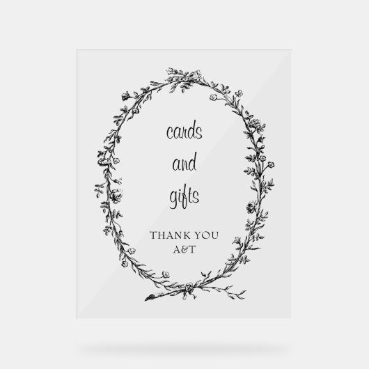 Eleganter Hochzeitskranz Acrylschild (Vorderseite)