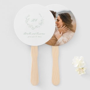 Eleganter Hochzeitskranz Monogramm Foto in Salbeig Fächer