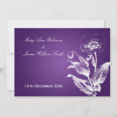 Eleganter Hochzeitsmohn Lila Einladung (Rückseite)