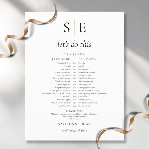 Eleganter Hochzeitsplan mit Monogramm-Zeitachse