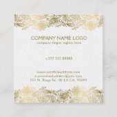 Eleganter Hochzeitsplaner aus Gold und Weiß Paisle Quadratische Visitenkarte (Rückseite)