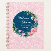 Eleganter Hochzeitsplaner Rosa Blume Planer (Vorderseite)