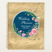 Eleganter Hochzeitsplaner Rosa Blume Planer (Vorderseite)