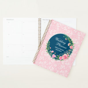Eleganter Hochzeitsplaner Rosa Blüten Planer
