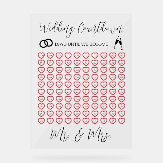 Eleganter Hochzeitsrat transparent Acrylschild (Vorderseite)