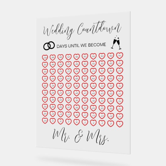 Eleganter Hochzeitsrat transparent Acrylschild (Winkel)