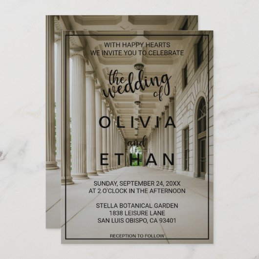 Eleganter Hochzeitssaal Empfang Einladung Hochzeit (Vorne/Hinten)