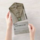 Eleganter Hochzeitssaal Empfang Hochzeit in einem All In One Einladung (Abreißen)