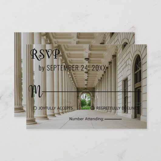 Eleganter Hochzeitssaal Empfang Hochzeitssonderkar RSVP Karte (Vorne/Hinten)