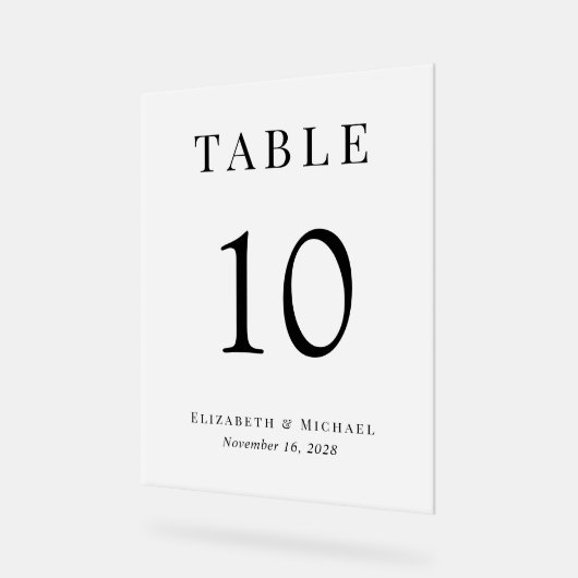 Eleganter Hochzeitsstichtag Tischnummer Mattiert Acrylschild (Winkel)