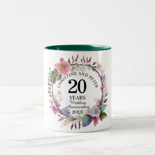 Eleganter Hochzeitstag (20) Floral Jubiläum Zweifarbige Tasse