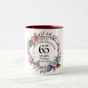 Eleganter Hochzeitstag (65) Floral Jubiläum Zweifarbige Tasse