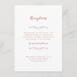 Eleganter Hochzeitstag Empfang Rose Gold Rosa Roma Begleitkarte