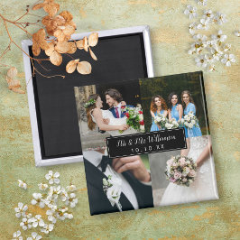 Eleganter Hochzeitstag FotoCollage Magnet