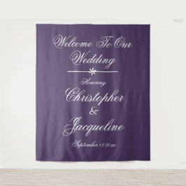 Eleganter Hochzeitstag Individuelle Name Lila Hint Wandteppich