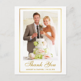 Eleganter Hochzeitstil-Foto-Goldrahmen Vielen Dank Postkarte